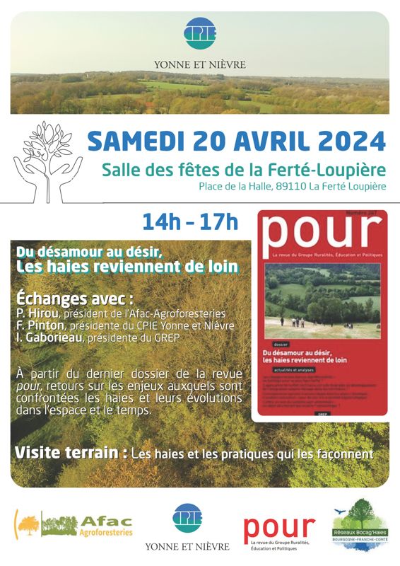 Le 20 avril, venez échanger autour du bocage et des haies !
